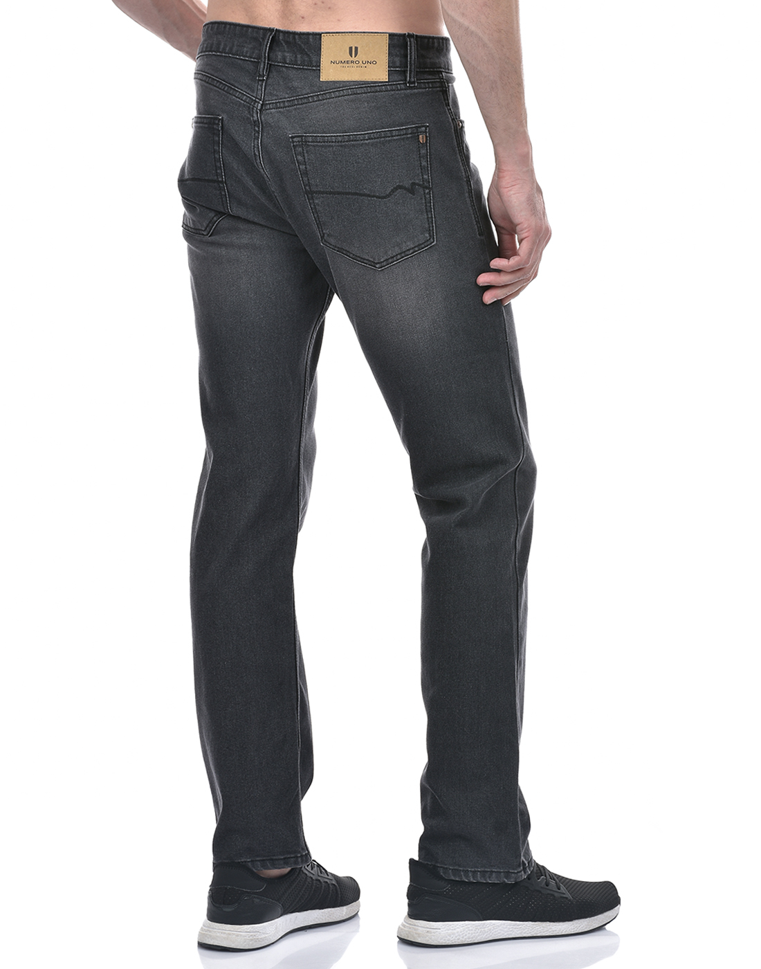 Numero Uno Men Solid Dark Grey Jeans